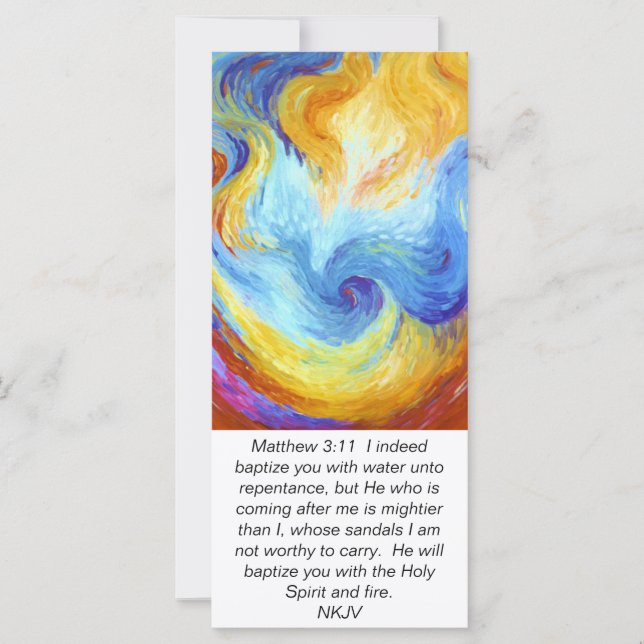 Matthew 3:11 Holy Spirit Dove scripture card (Front)