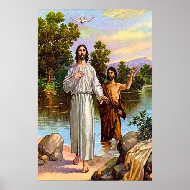 Matthew 3:13-17 Jesus Is Baptized Poster (Front)