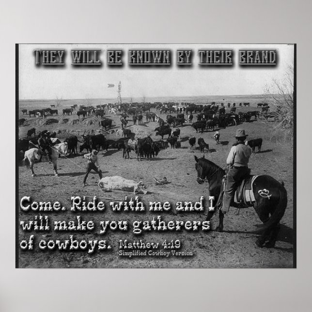 Matthew 4:19 Simplified Cowboy Version Poster (Front)