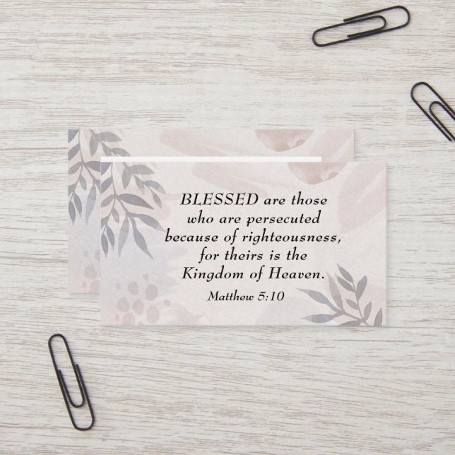 Matthew 5:10 Blessed are the Persecuted Beatitudes Business Card (Front/Back In Situ)