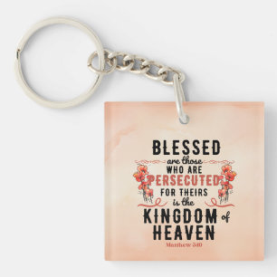 Matthew 5:10 Poppies Watercolor Acrylic Keychain