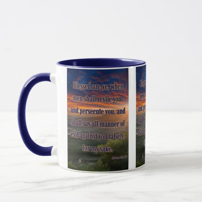 Matthew 5:11 KJV Bible Verse Pic Two-Tone Mug (Left)