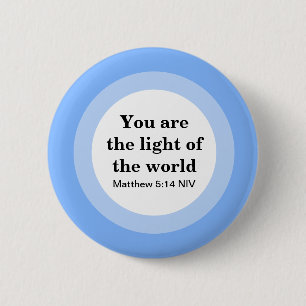 Matthew 5:14 You are the light of the World Blue 6 Cm Round Badge