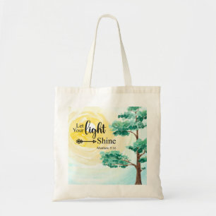 Matthew 5:16 Let your light shine Bible Christian Tote Bag