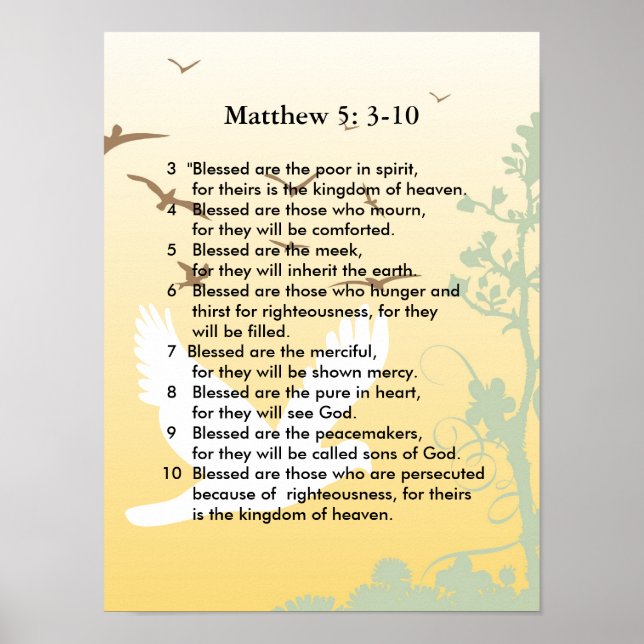 Matthew 5 3-10 Jesus sermon Poster (Front)
