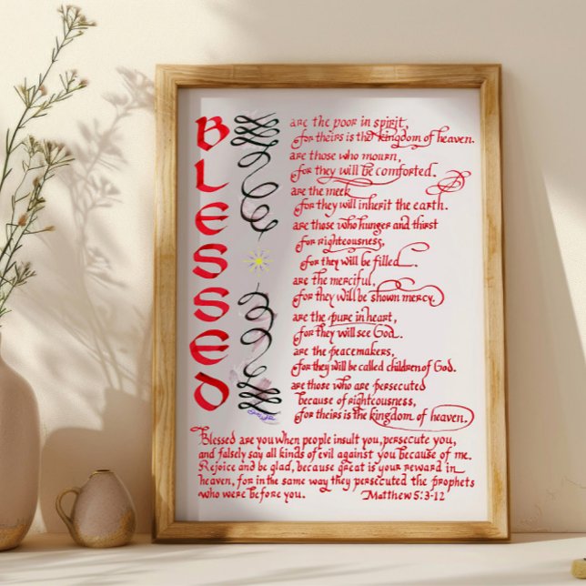 Matthew 5 3 12 Jesus Blessed Christian Bible Verse Poster (Creator Uploaded)