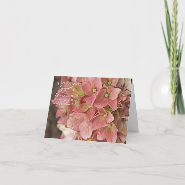 Matthew 5:4 Hydrangea Sympathy Card (Front)