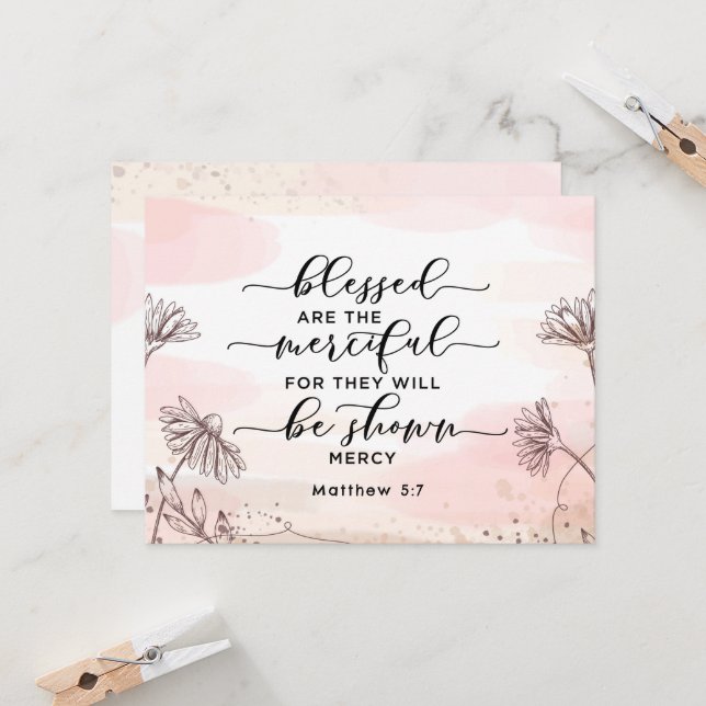 Matthew 5:7 Blessed are the Merciful Flat Card (Front/Back In Situ)