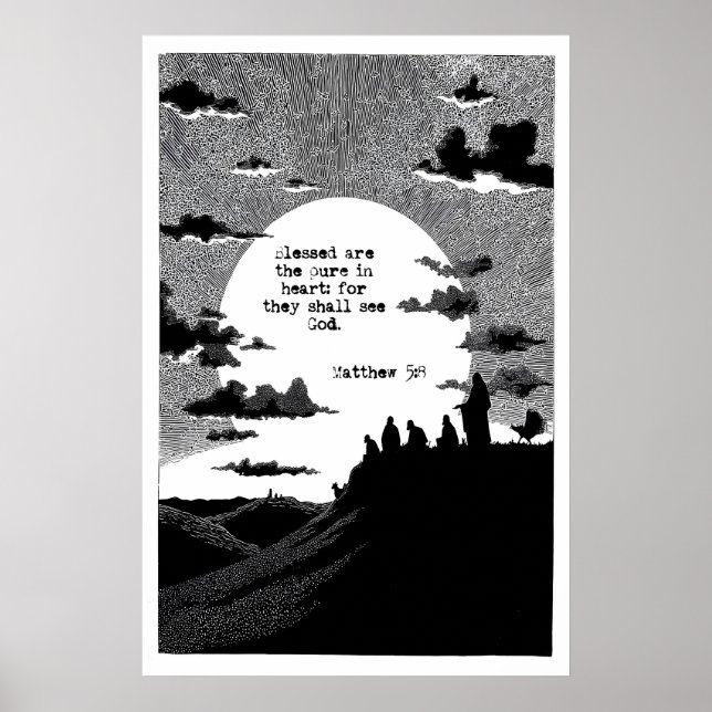 Matthew 5 8 Beatitudes Art Print Blessed Are the (Front)