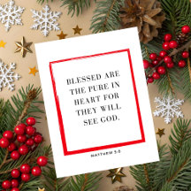 Matthew 5:8 Bible Verse Christmas Greeting Card