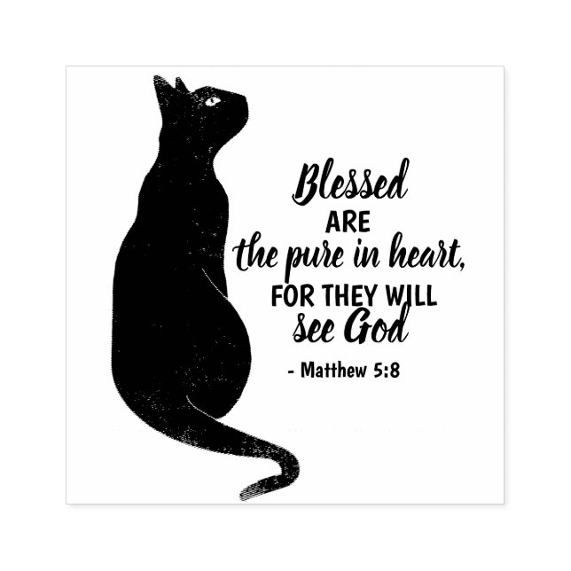 Matthew 5:8: Black Cat Pure in Heart Bible Verse  Rubber Stamp (Imprint)