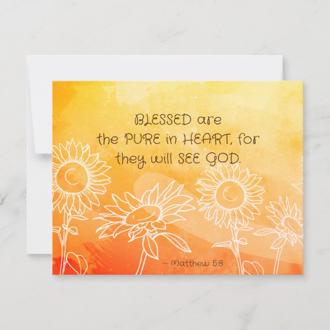 Matthew 5:8 Blessed are Pure in Heart Bible Flat Card (Front)