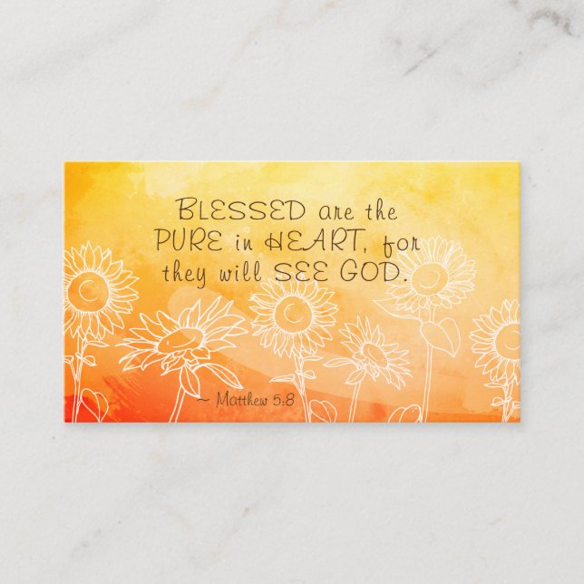 Matthew 5:8 Blessed are Pure in Heart Bible Verse Business Card (Front)
