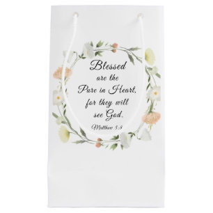 Matthew 5:8 Blessed are the Pure in Heart Bible Small Gift Bag