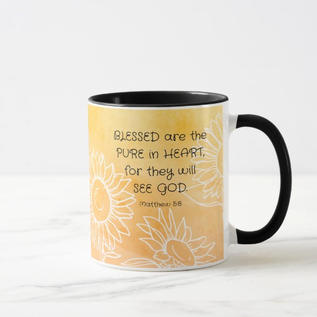 Matthew 5:8 Blessing Bible Verse and Prayer Mug (Right)