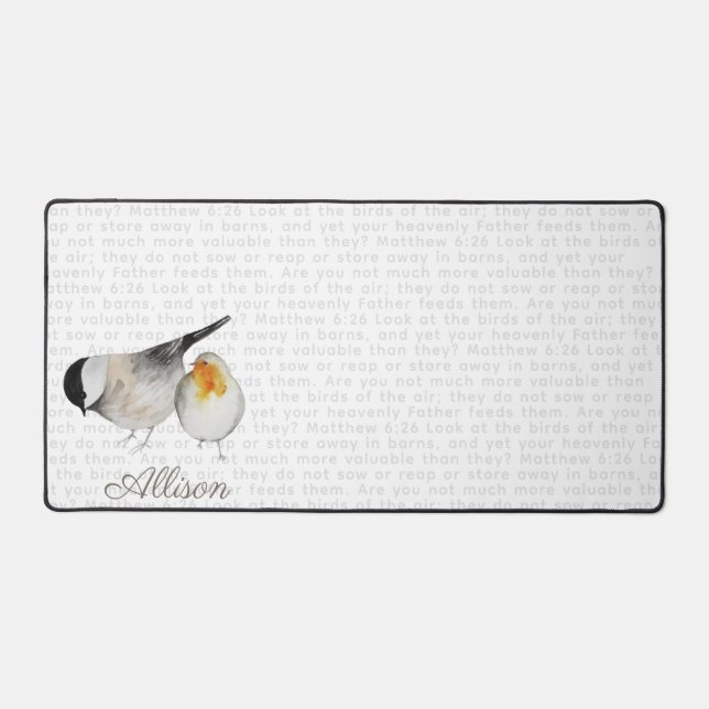 Matthew 6:26 Watercolor Birds Personalised Desk Mat (Front)