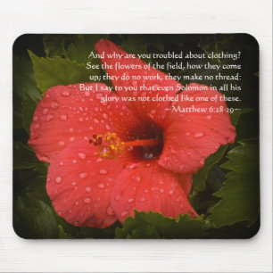 Matthew 6:28-29 Hibiscus Mouse Pad