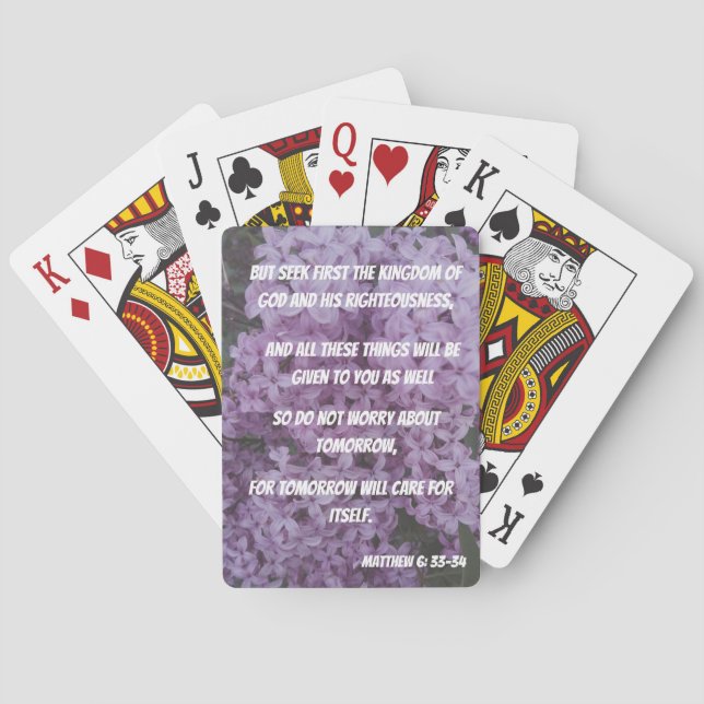 Matthew 6:33-34 Seek God Christian Playing Cards (Back)