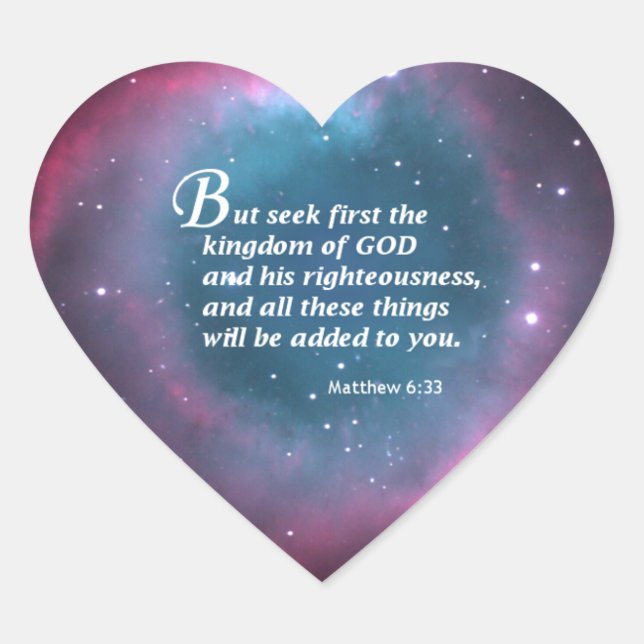 Matthew 6:33 heart sticker (Front)