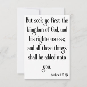 Matthew 6:33 KJV Bible Verse Greeting Card