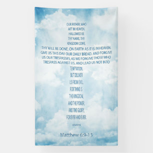 Matthew 6:9–13 Prayer Text Forming a Cross Banner
