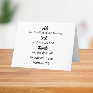 Matthew 7:7 Ask Seek Knock Bible Verse Thank You Card