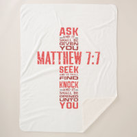 Matthew 7:7 Bible Verse Cross Sherpa Blanket