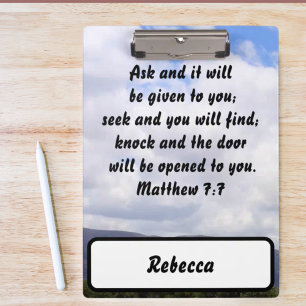 Matthew 7:7 Favourite Custom Bible Verse Clipboard
