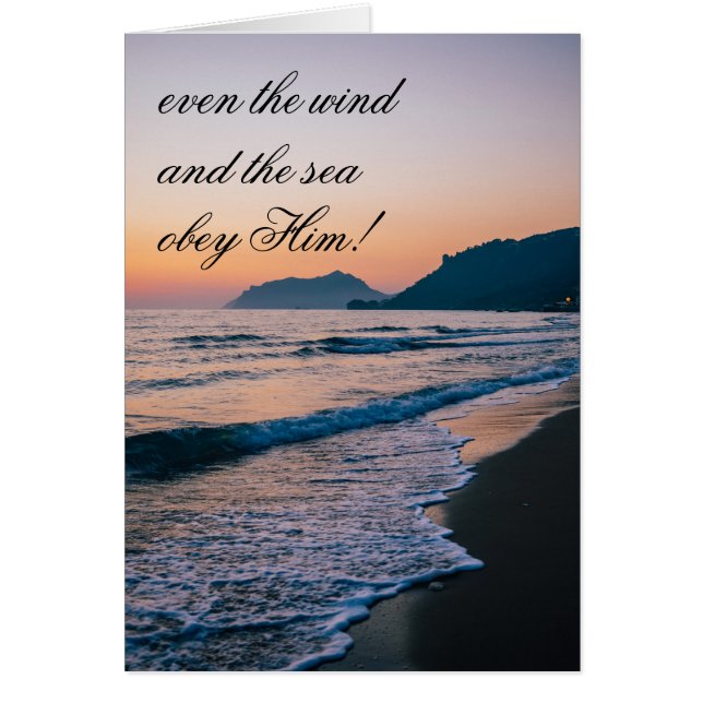 Matthew 8:27 Jesus calms the storm, Bible Card (Front)