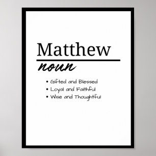 Matthew, Boy Personalised Name Definition  Poster