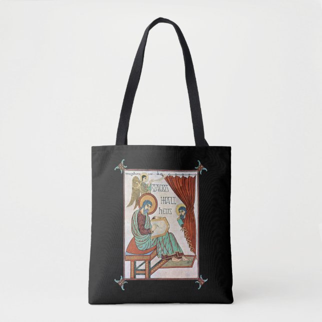 Matthew From Lindisfarne Mediaeval Manuscript Tote Bag (Front)