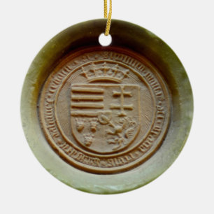 Matthias Corvinus seal budapest museum hungary wax Ceramic Tree Decoration