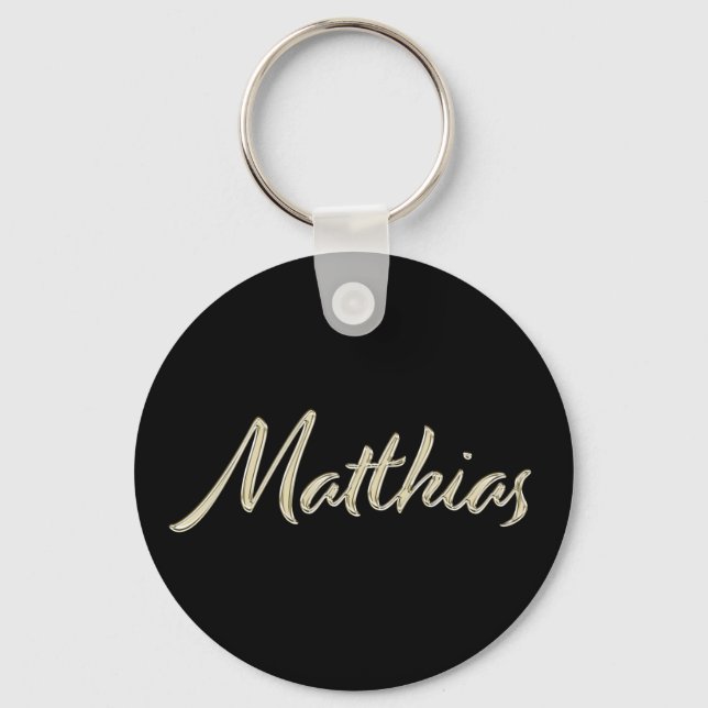 Matthias Name whitegold Button Schlüsselanhänger Key Ring (Front)