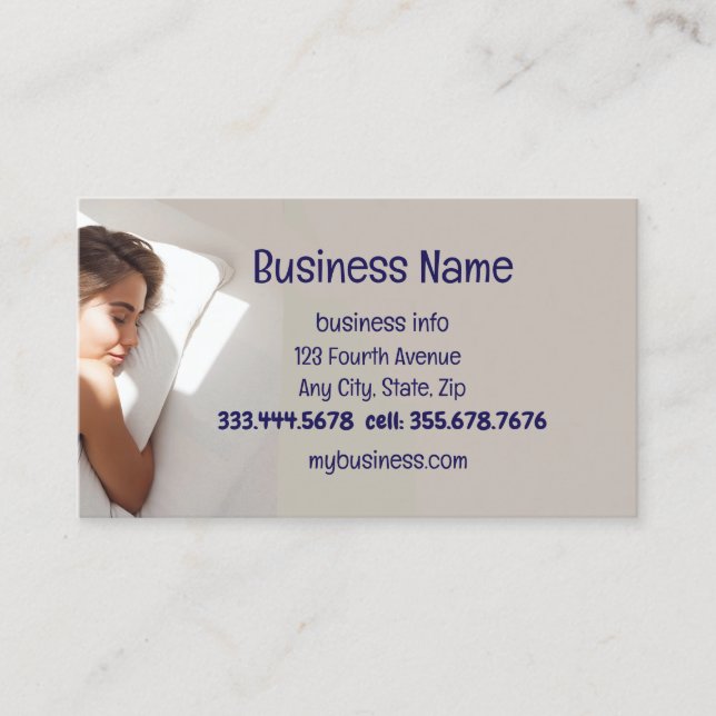 Mattress Bed Sleeping Custom  Business Card (Front)