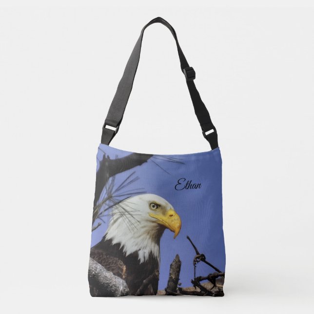 Mature Bald Eagle **Personalise** Crossbody Bag (Front)