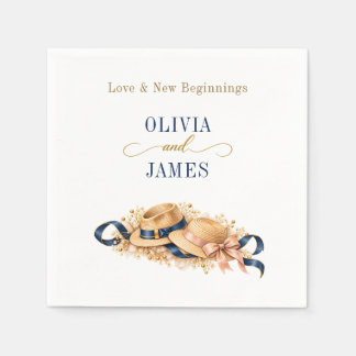 Mature Couple Second Wedding Navy Gold Napkin