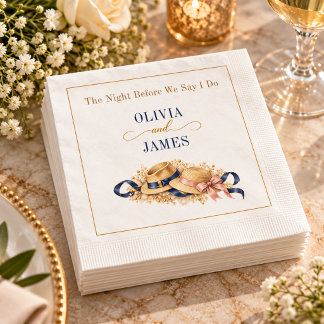 Mature Couple Vintage Wedding Rehearsal Dinner Napkin