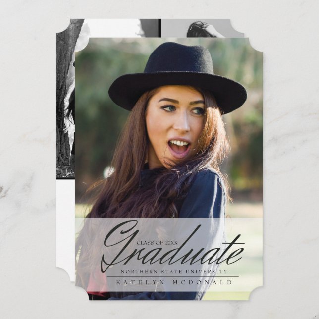 Mature & Elegan Graduate, Graduation Announcements (Front/Back)