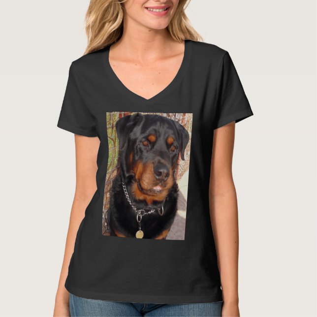 Mature Male Rottweiler Photo Portrait T-Shirt (Front)