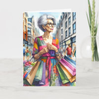 Mature Woman With Shopping Bags Birthday