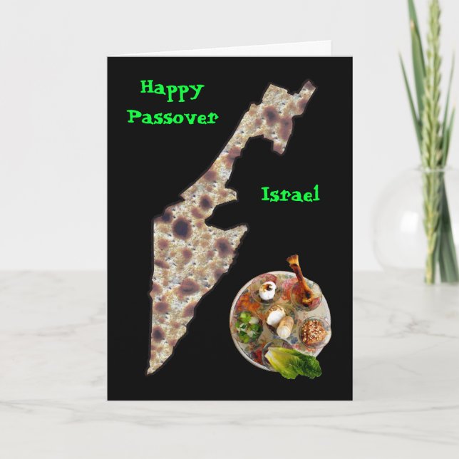 Matzah Israel & Seder Plate Card (Front)
