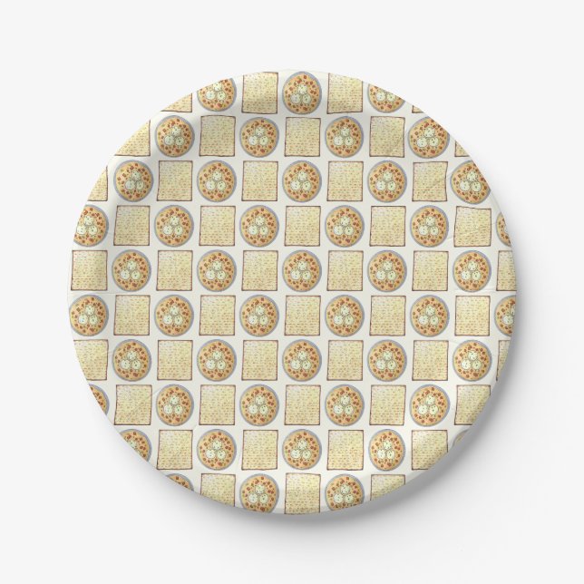 Matzo Ball Soup Matzah Flatbread Passover Cuisine Paper Plate (Front)