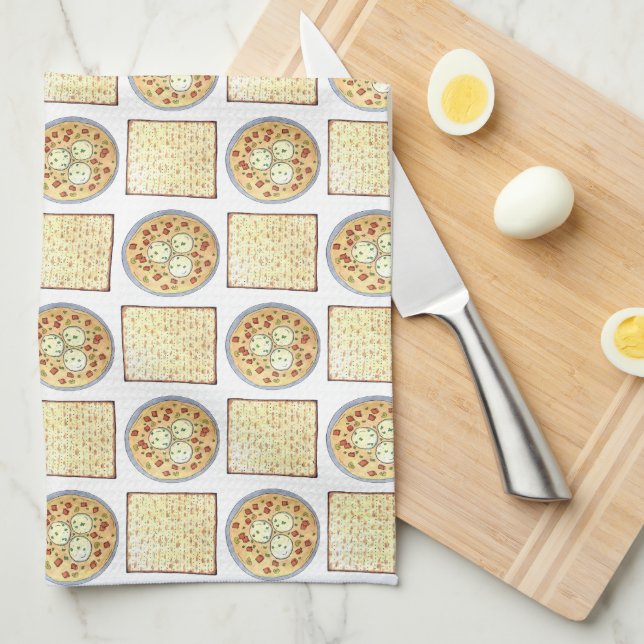 Matzo Ball Soup Matzah Flatbread Passover Cuisine Tea Towel (Quarter Fold)