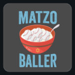 Matzo Baller Funny Baseball Hanukkah Holiday Gift  Square Sticker<br><div class="desc">funny, hanukkah, jewish, jew, holiday, matzo, baseball, birthday, gift, sport, </div>