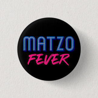 Matzo Fever Blue Pink 70s Disco Slogan Jewish 3 Cm Round Badge