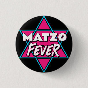 Matzo Fever Blue Pink 70s Disco Star Jewish 3 Cm Round Badge