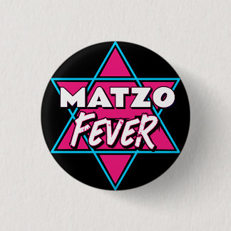 Matzo Fever Blue Pink 70s Disco Star Jewish 3 Cm Round Badge