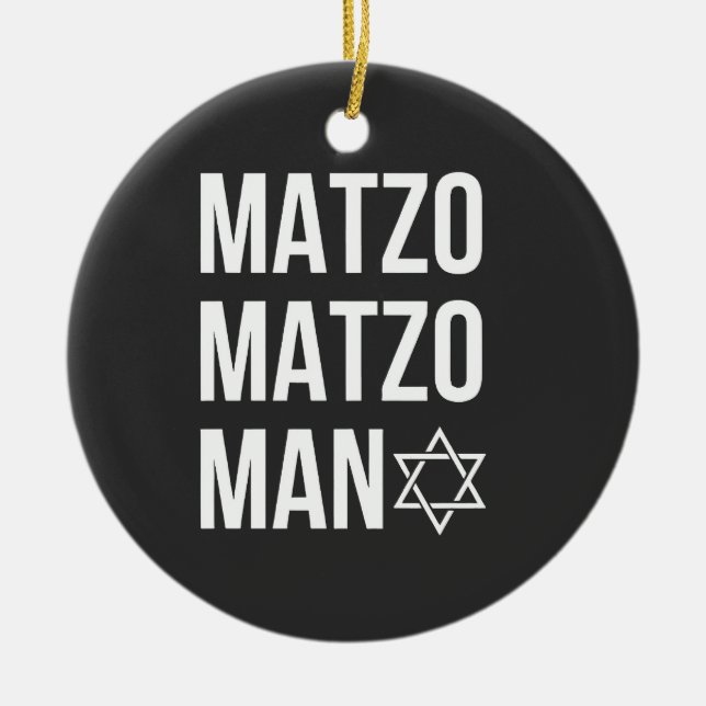 Matzo Matzo Man Jewish Hanukkah  Ceramic Tree Decoration (Front)