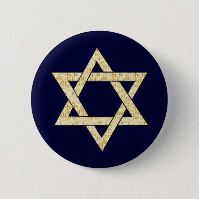 Matzoh Star of David 6 Cm Round Badge (Front)