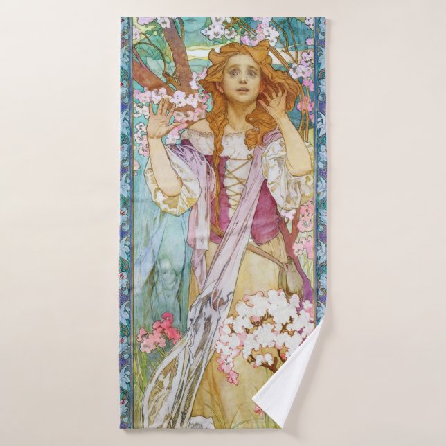 Maud Adams as Joan of Arc, Mucha Bath Towel (Bath Towel)